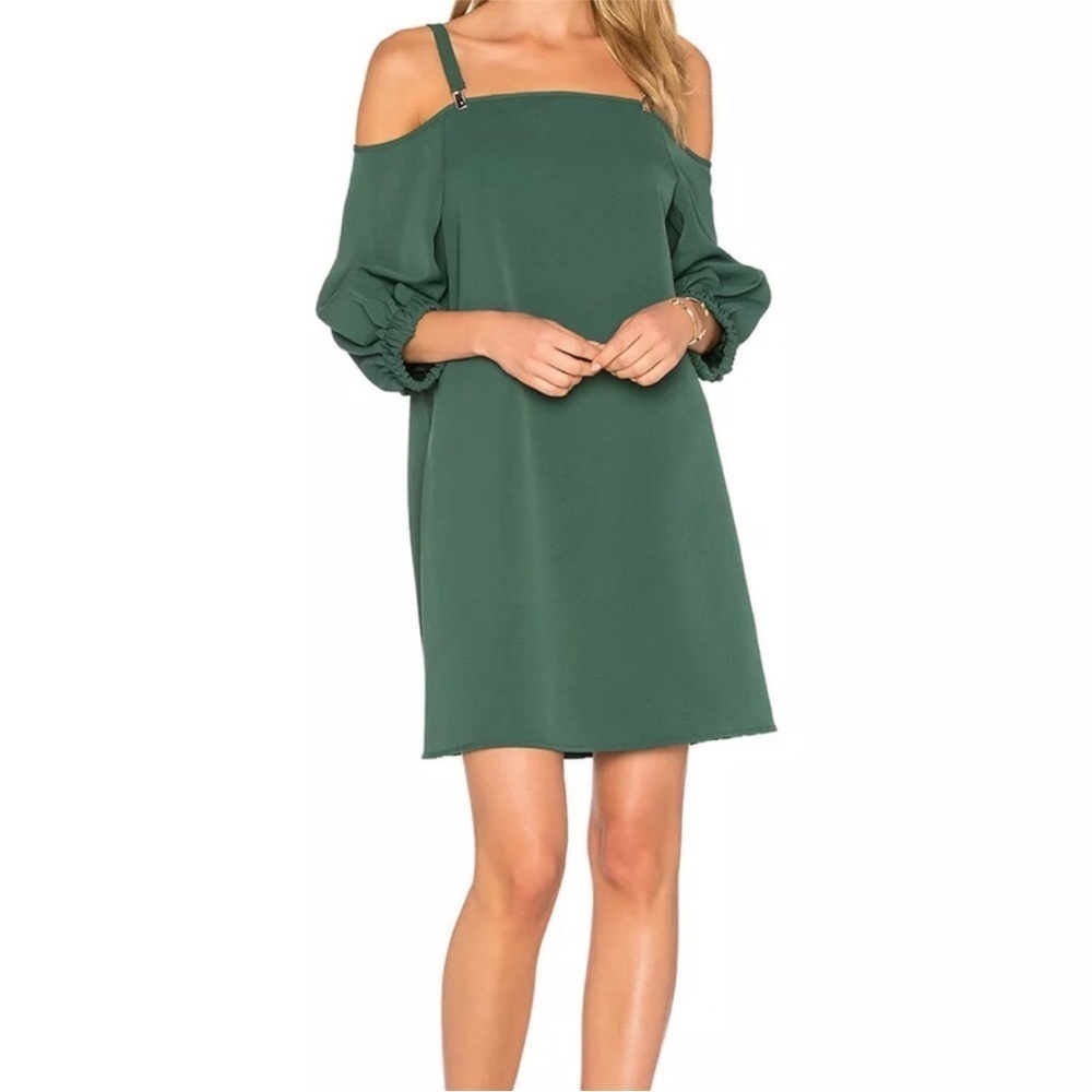 Tibi Juniper Green Off The Shoulder Suspender Dress Size 10